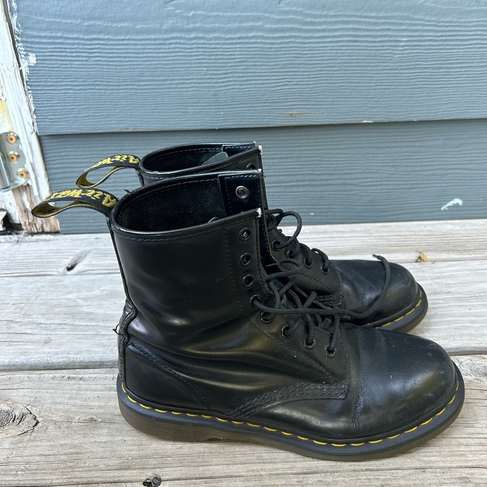 Black Leather Dr Marten Combat Boots